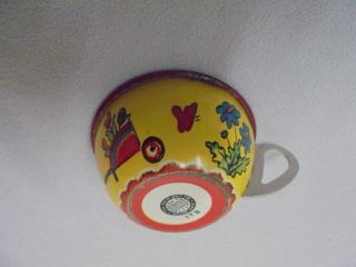 Ohio Art Tin Play Cup,  Flowers,  Butterfly,  Sprinkler,  Cart,  1 " Tall Vintage