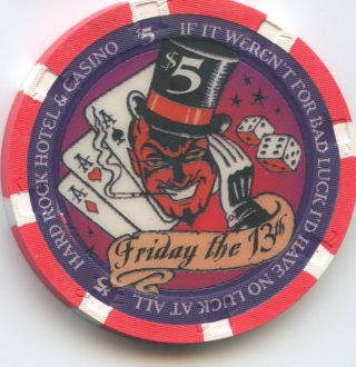 $5 Hard Rock Las Vegas Casino The Friday The 13th 2004 Paulson Chip / Unc
