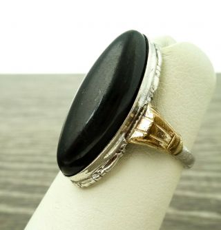Vintage Clark & Coombs Sterling Silver 10k Gold Filled Black Onyx Ring Size 5.  5