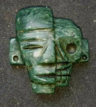 Mexican Pre Columbian Maya Style Stone Life & Death Jade Collar Pendant Mexico