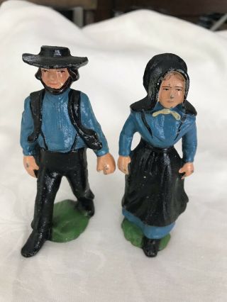 Vintage Cast Iron Amish Man & Woman Figurines 5 Inches (17)