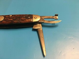 Vintage 1924 - 1933 Remington UMC Scout Knife Jigged Bone Be Prepared Shield 3