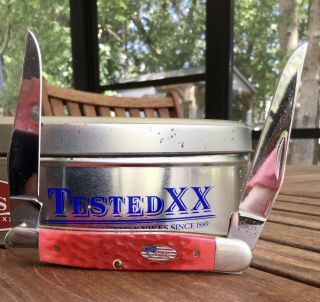 Case Xx Redbone Muskrat Red Knife Usa 629/11 Vintage American Flag Oval Tin