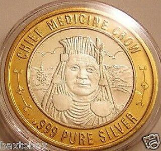 Native American Indian.  999 Pure Silver Chief Medicine Crow