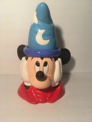 Vintage Disney Mickey Mouse Wizard Sorcerer Ceramic Cookie Jar