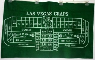 Las Vegas Craps Blackjack Green Felt Mat 2 Sided Casino Table Layout 35 " X 23 "