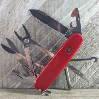 Victorinox Deluxe Tinker Plus Swiss Army Knife Red Very Good Cond Multi - Tool Pen