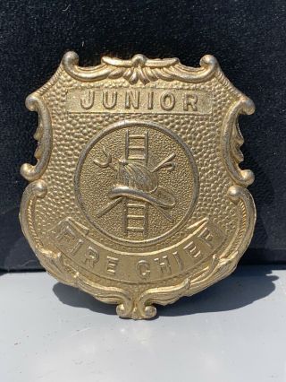 Vintage Tootsietoy Junior Fire Chief Badge Vintage Metal Shield Pin Made In Usa