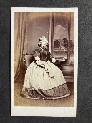 Victorian Carte De Visite Cdv: Lady: Earl: Worcester: Window Backdrop