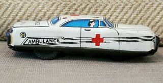 3 " - - Vintage Tin Litho Toy Friction Ambulance Car - - Made In Japan