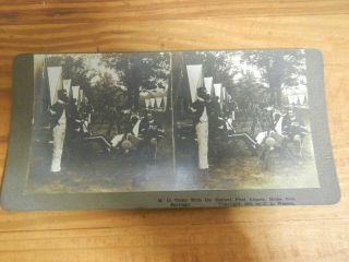Stereoview Card 1899 Spanish American War Camp 1st Illinois Us Infantry Santiago
