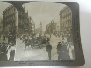 Stereoview Card High St Albert Memorial Street Scene Belfast Ireland Photo 1907 2