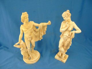 Greek Statues Man Woman White 9 1/2 " Cultural Collectible Museum Art Figurines