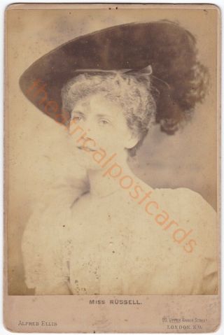 Victorian Stage Actress Miss Russell.  Alfred Ellis Cabinet Card Photo
