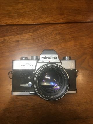Vintage Minolta Srt 101 Silver Camera,  Mc Rokkor - Pf 58mm F/1.  4 Lens