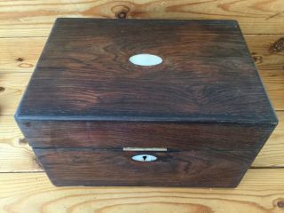 Antique Victorian Ladies Jewellery Box With Drawer And Lift Out Tray Mahogany