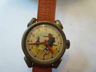 Vintage Childs Toy Watch Cowboy Indians Esco Western Germany Pw1