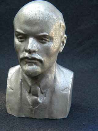 Vintage Soviet Russian Metal Bust Of Communist Leader Vladimir Lenin Ussr