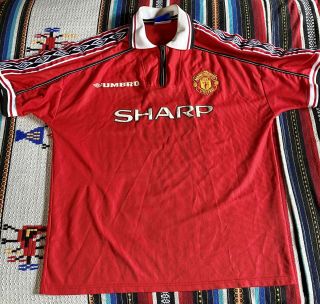 Manchester United 1999 Sharp Vintage Umbro Treble Shirt 1998 2000 Man Utd Xl