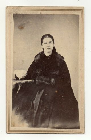 Antique 1860s Civil War Era Cdv Photo Young Woman Hoop Skirt