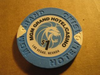 Vintage Mgm Grand Hotel Casino Las Vegas Nevada $1 Casino Chip