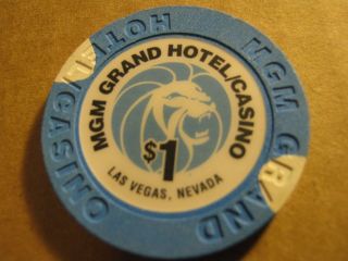 Vintage MGM Grand Hotel Casino Las Vegas Nevada $1 Casino Chip 2