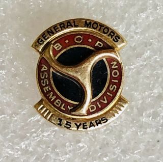 Vintage 10k Gold General Motors Gm Bop Employee Service Pin 2.  5 Grams 15 Years