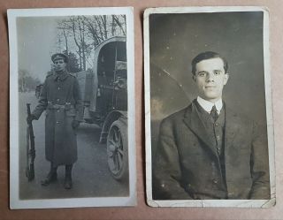 2 Early Ww1 Postcards Of Soldier And As Civilian