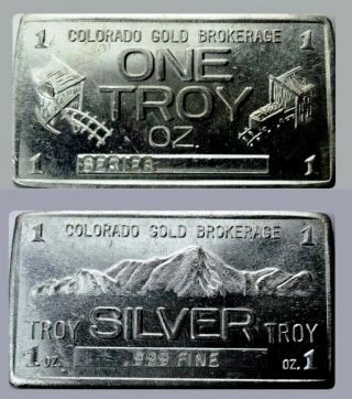 Colorado Gold Brokerage - Vintage 1 Troy Ounce 999 Fine Silver Art Bar