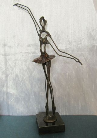 Vtg Mid - Century Modern Brutalist Bronze Sculpture Ballet Dancer Ballerina 16 "
