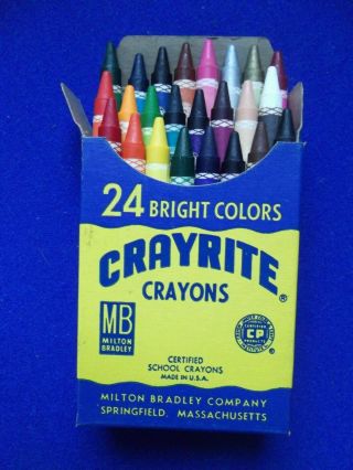 Vintage Box Of Crayons Crayrite 24 Count 1950s 1960s Flesh 8024