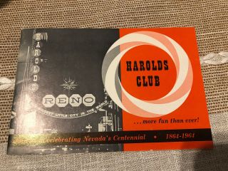Harolds Club Reno Nevada Gambling Guide Celebrating Nevada Centennial 1864 - 1964