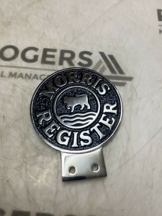 Vintage Morris Register Badge In Caxton Name Plate Mfg Co Bag