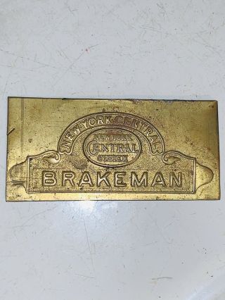Vintage York Central Railroad Brakeman Hat Badge Uncut Stock Brass
