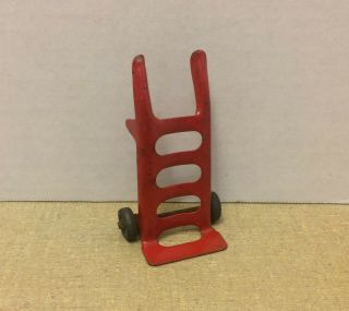 Vintage Red Pressed Steel Hand Truck Dolly Delivery Cart Toy Buddy L Marx 3 1/4 "
