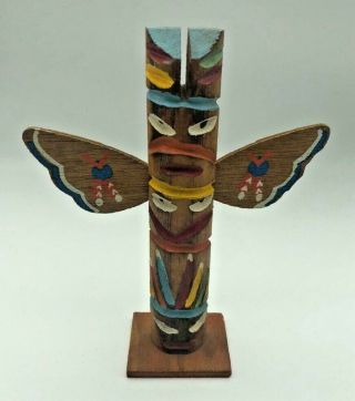 Vintage Mid Century Modern Indian Carved Wood Totem Pole Doll 9