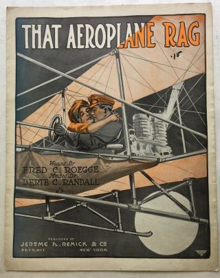 1911 Vivid Vintage Aviation Sheet Music That Aeroplane Rag Couple In Danger?