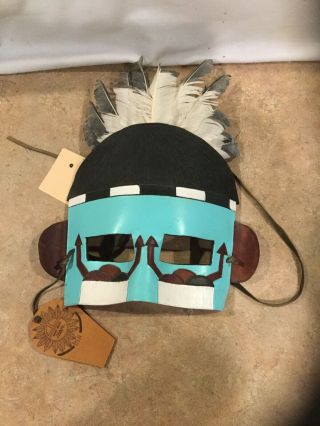 Handmade Navajo Native American Leather Mask " The Morning Singer "