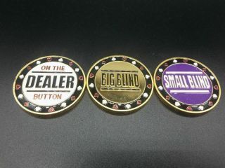Metal Dealer Button Small Blind Big Blind Poker Buttons Texas Hold 