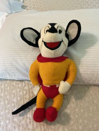 Vintage Mighty Mouse Plush Stuffed Toy,  14 " By Mighty Star,
