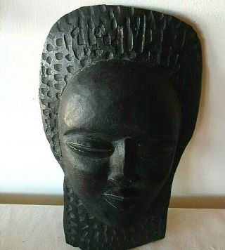 Hand Carved Wooden African Woman Bust Wall Art