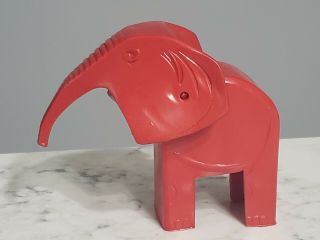 Vintage 1960s West Germany Vinyl Rubber Movable Head Elephant Toy 4 "
