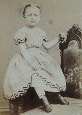 Antique Civil War Era Cdv Photo Of Cute Girl In Pretty Hoop Dress Rochester Ny