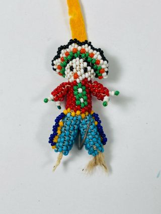 Vintage Unusual Folk Art Beaded Doll Fishing Hook Native American