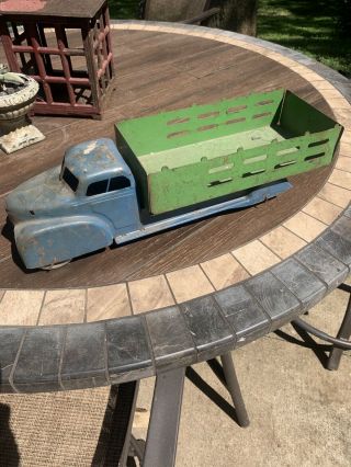Marx / Lumar? Stake Bed Toy Metal Truck Vintage With Metal Wheels 20” Long