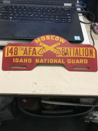 Vintage Moscow 148 Afa Battalion Idaho National Guard License Plate Topper Metal
