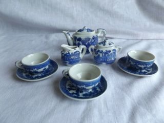 Vintage Japan Childs Blue Willow China Tea Set