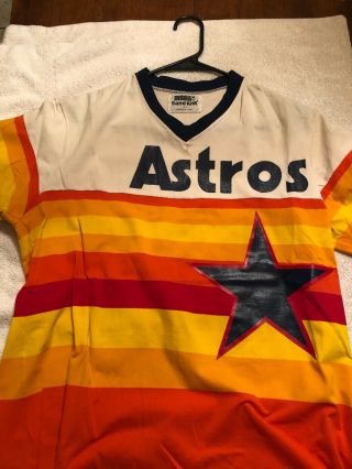 Vtg 80s Houston Astros Tequila Sunrise Jersey Mens Medalist Sand Knit Size 44