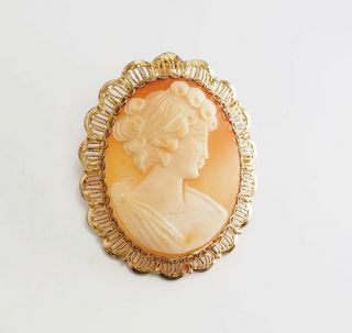 Alice Caviness Vintage Sterling Silver Cameo Woman Profile Pin Brooch Or Pendant