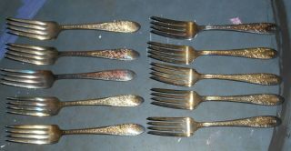 10 Vintage U.  S.  N.  Us Navy Silverplated Fork 7 - 1/4 " National Silver Co.  A1